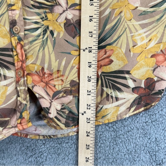 Time And Tru Hawaiian Button Shirt Floral Print Women Orange Size Medium - Picture 9 of 9